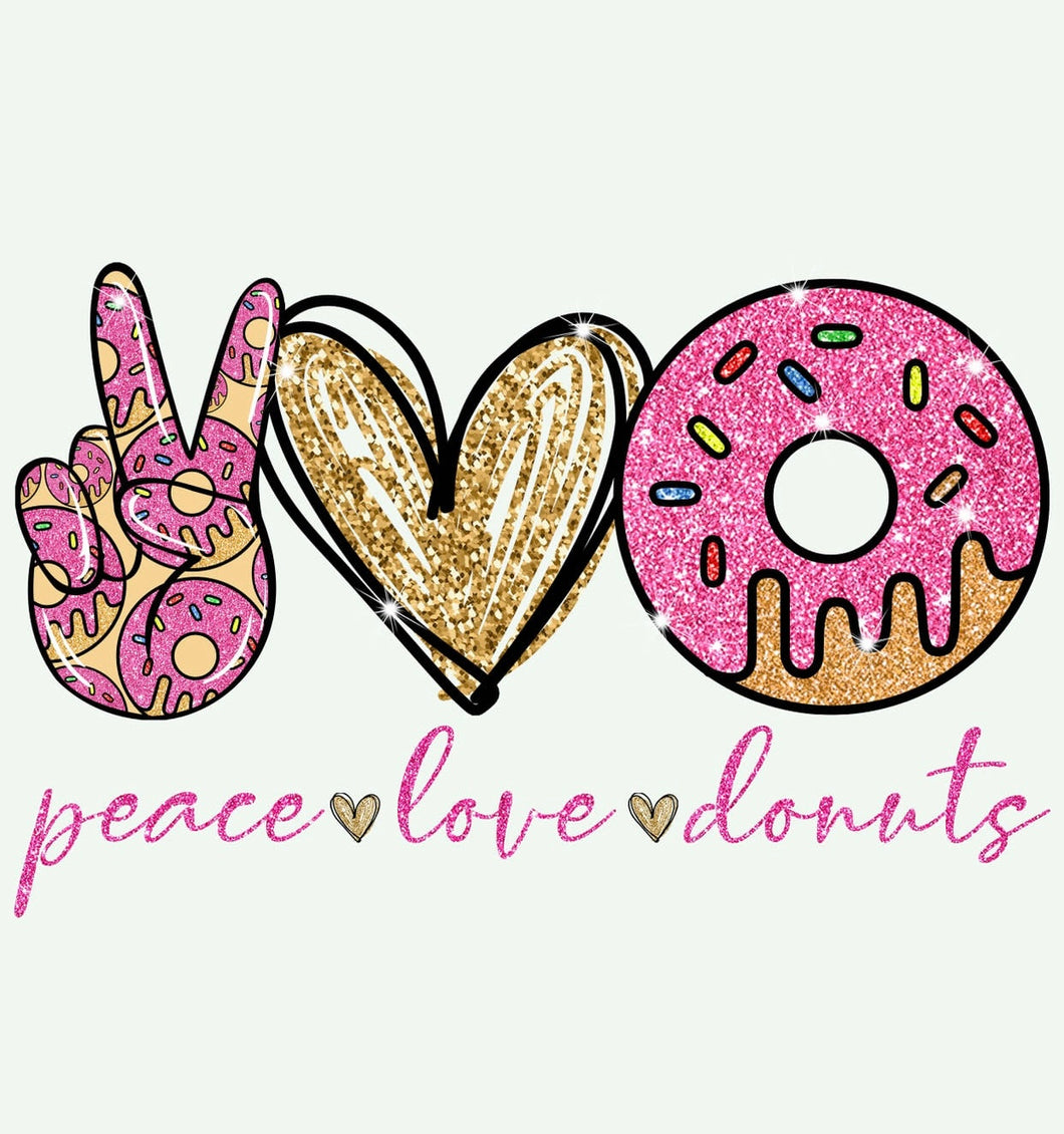 Peace love donuts glittery